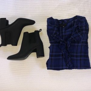 Sanctuary • Ruffle Long Sleeve Plaid Blouse Featuring Bell Sleeve